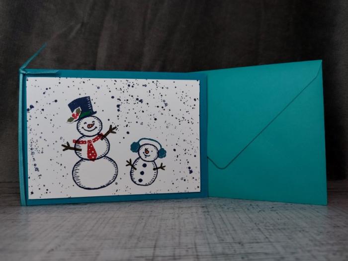 Grußkarte Weihnachten Schneemann handgemacht